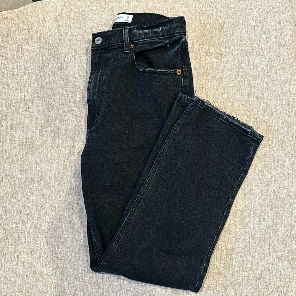 Abercrombie & Fitch Ankle Straight Ultra High Rise Black Jeans